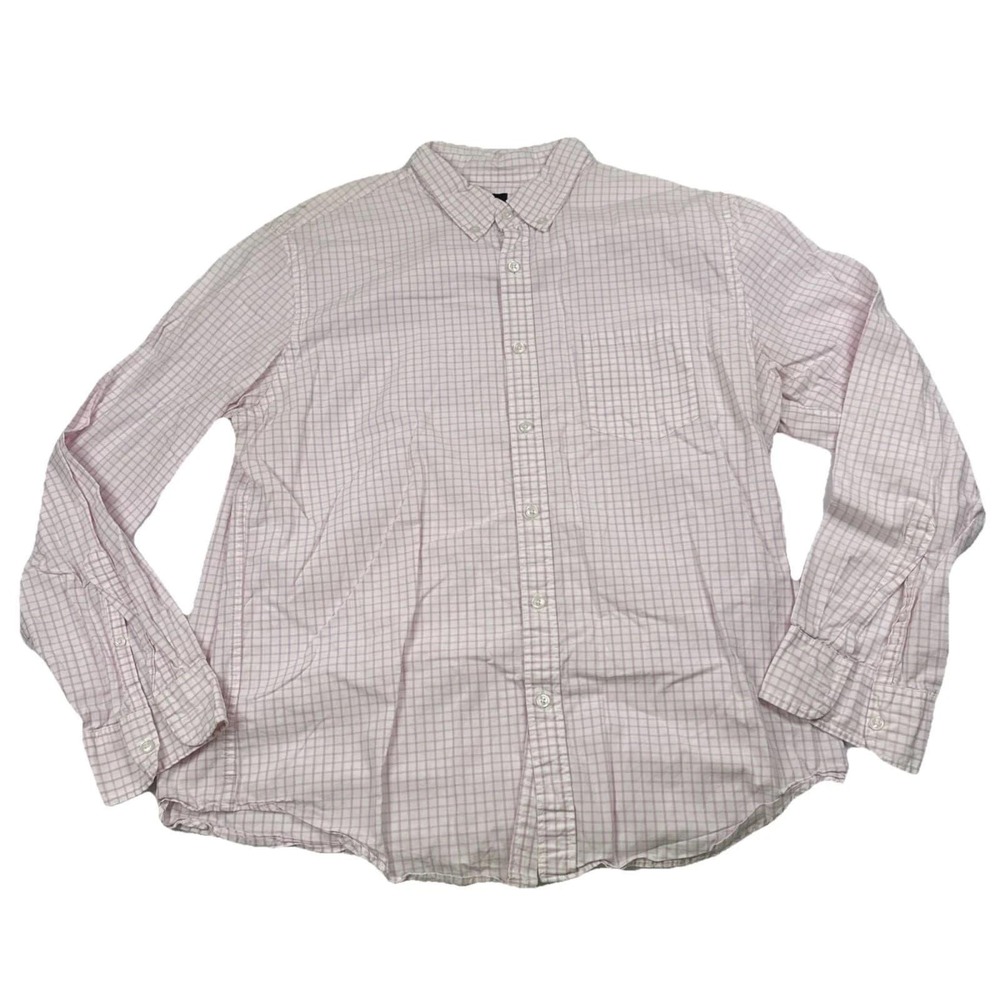 J Crew Shirt Mens Extra Large Pink White Plaid Button Down Long Sleeve Casual